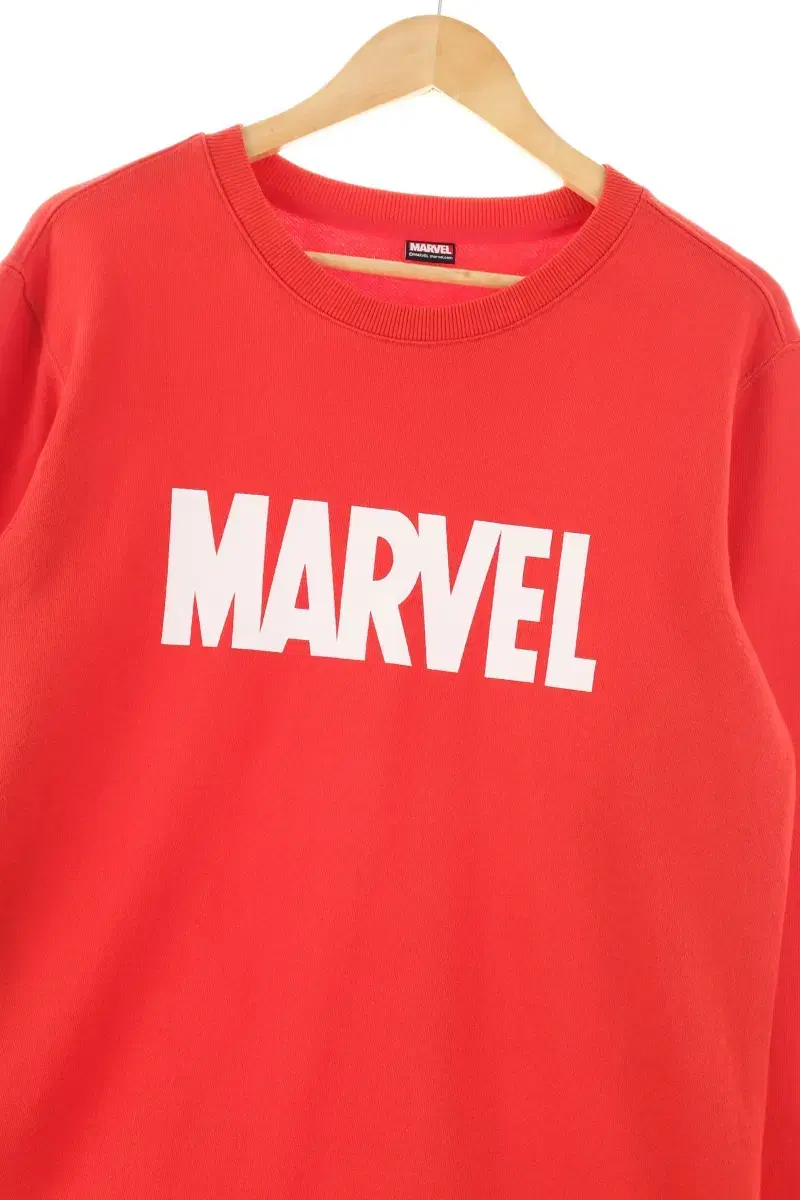 (S) Marvel Man to Man T-Shirt Orange Brushed Big Logo - F3EF