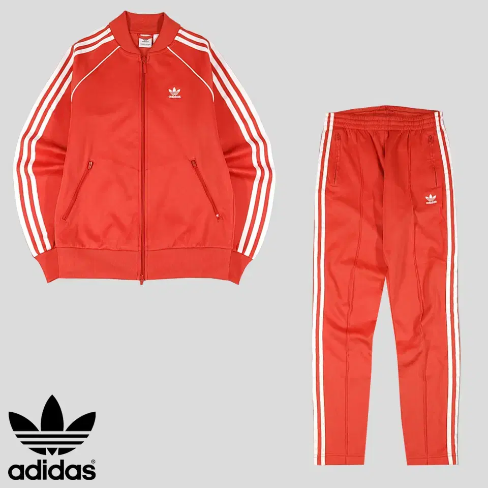 Adidas Red White Trefoil Logo Embroidered Three Stripes Lining Two-way Zipper Reglan Cuff