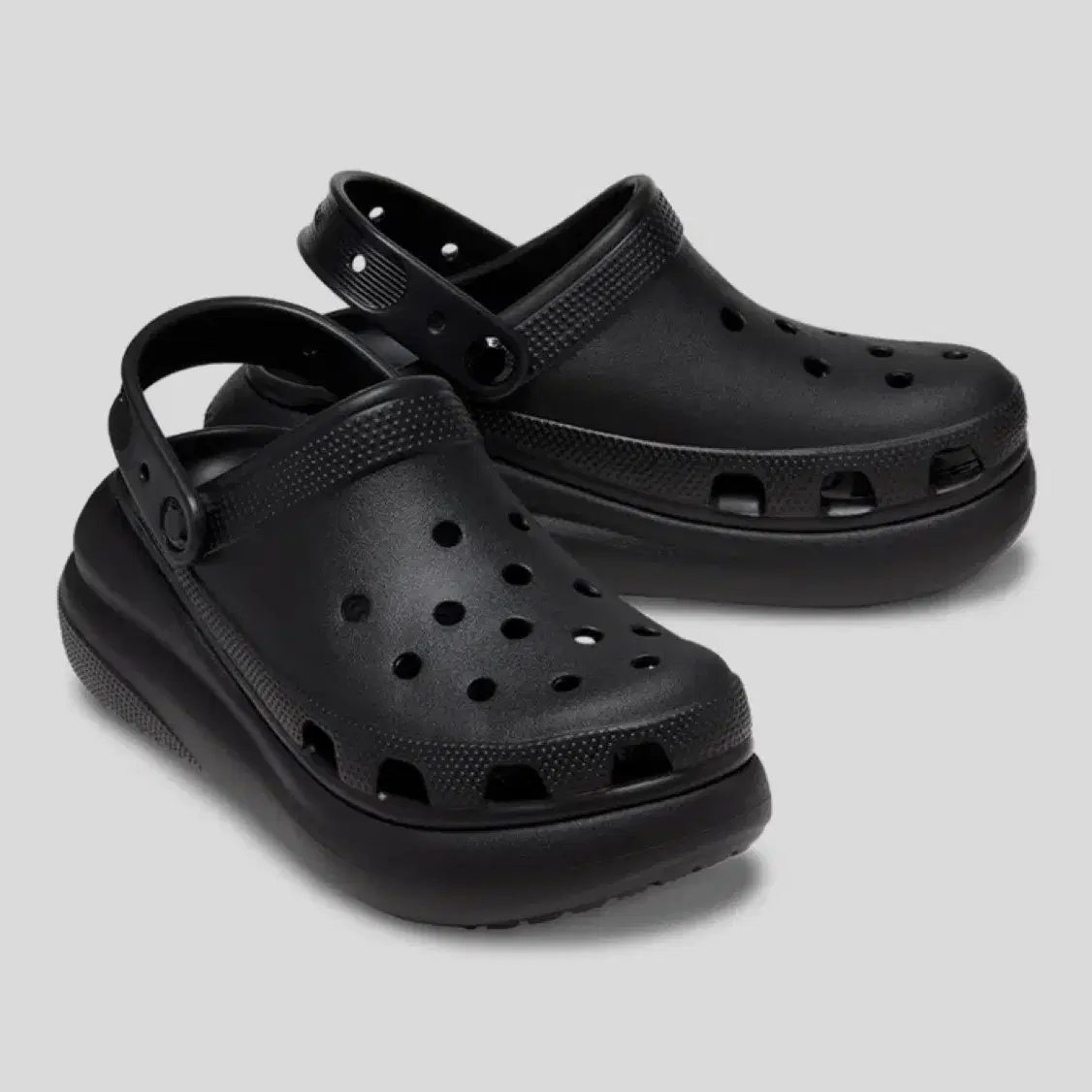 Crocs 크록스 크러쉬 플랫폼 클러그 뮬 블랙 샌들 샌달