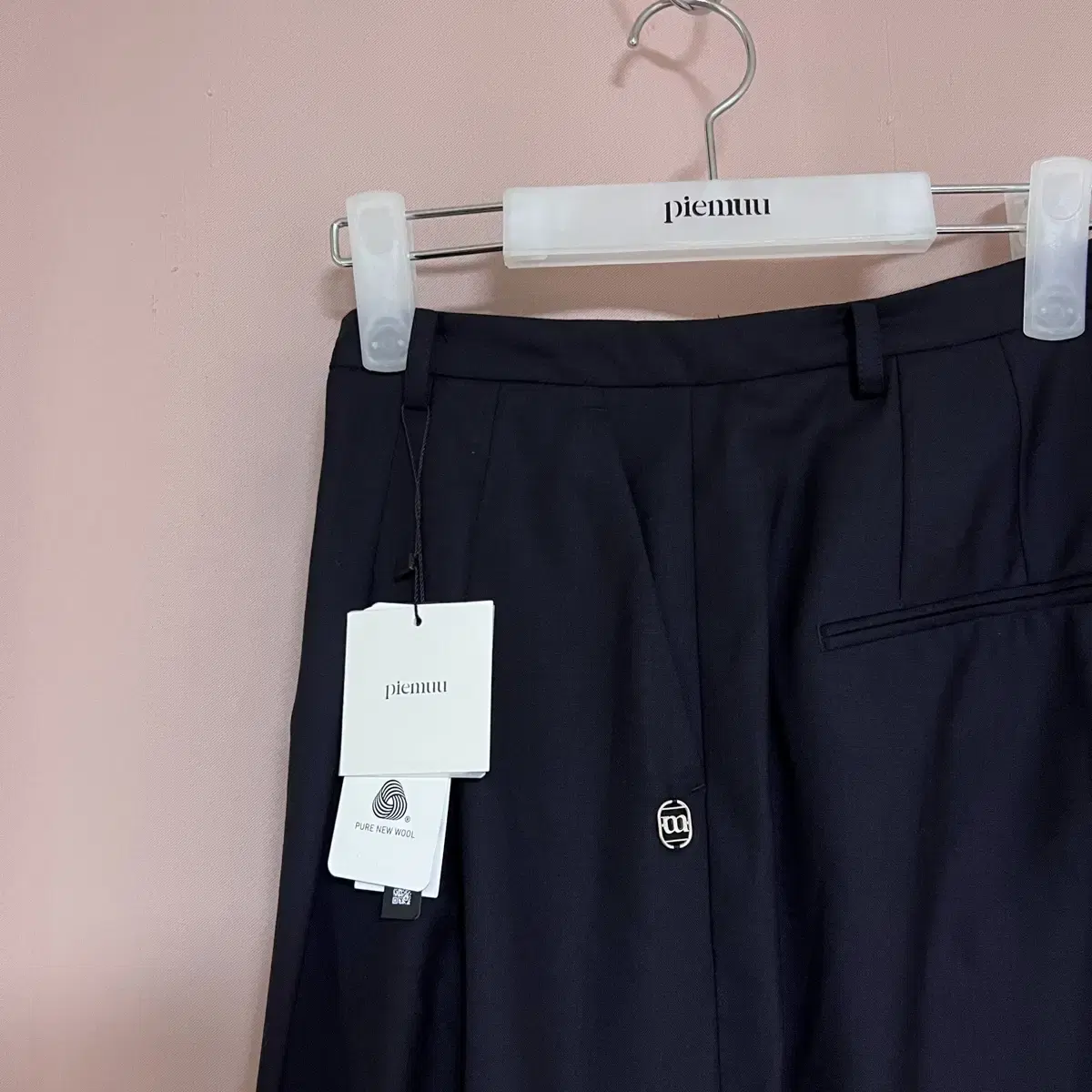 [PIEMUU] Wide two tuck slacks_dark navy