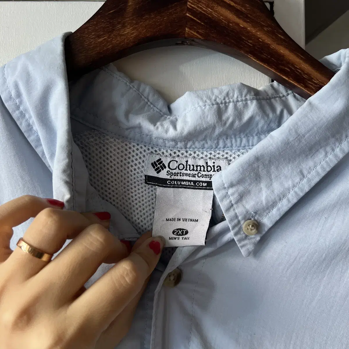 [2XL]Columbia PFG 백플랩 스카이블루 아웃도어 셔츠