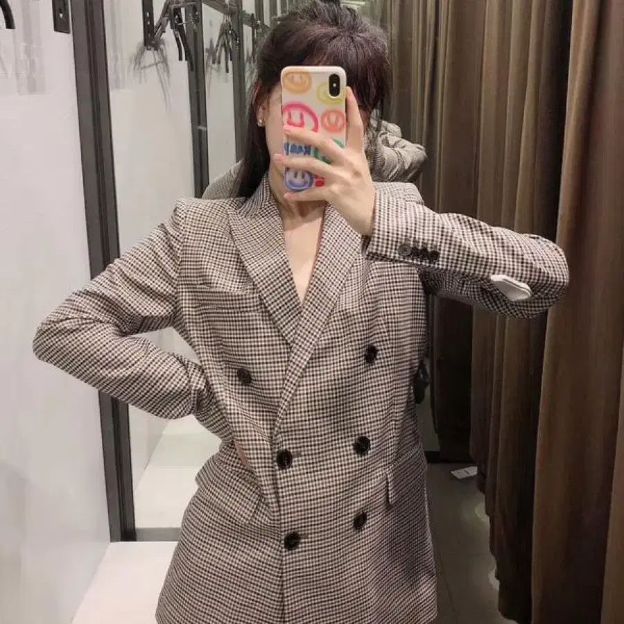 zara 자라 체크 더블 브레스트 블레이저 129000-59000