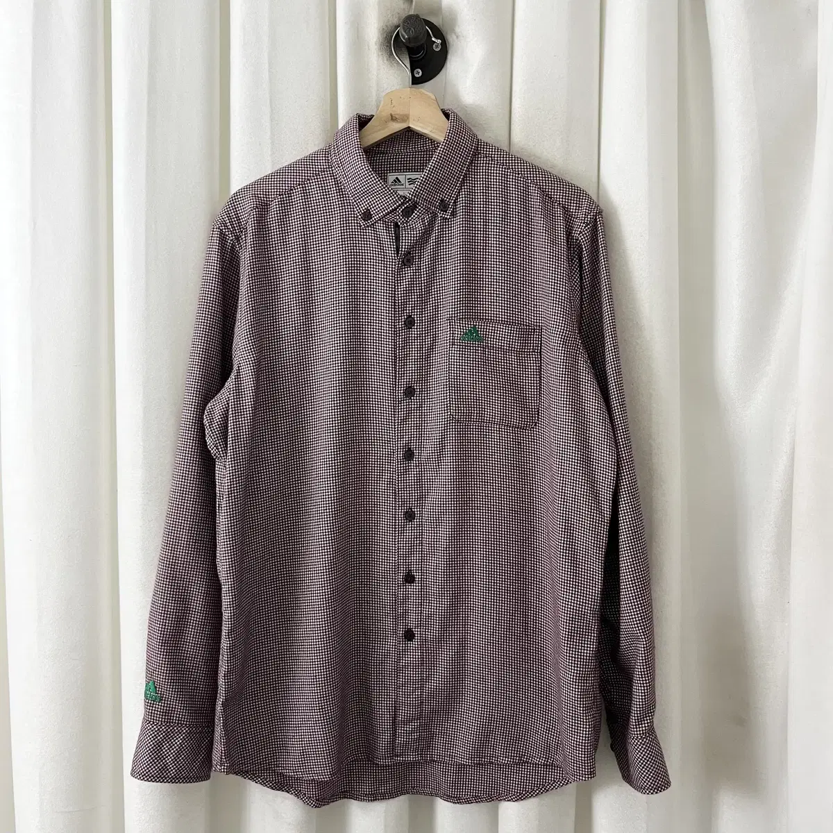 Adidas Burgundy One-Pocket Check Shirt