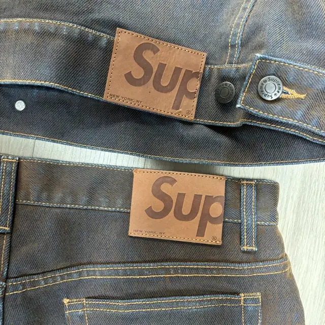 23ss supreme flocked denim setup