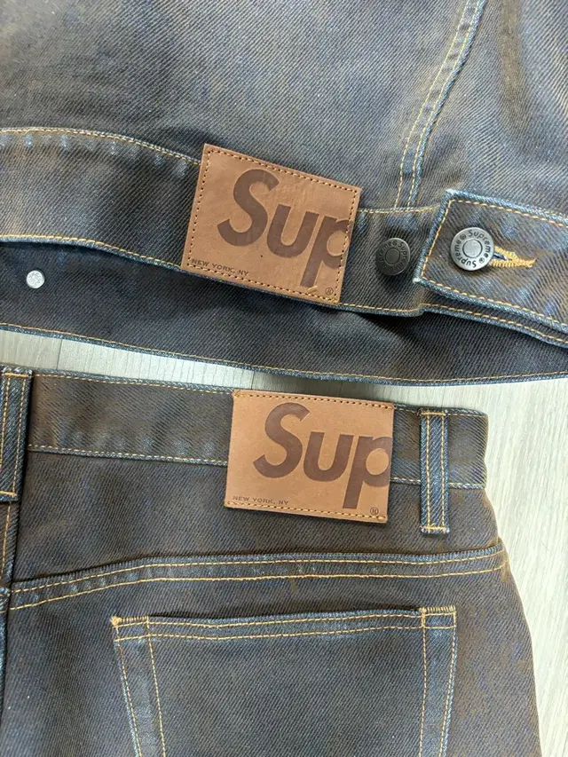 23ss supreme flocked denim setup