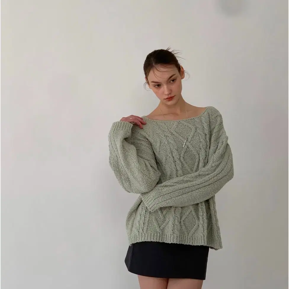 어윗(awit) LOOSE BOAT NECK KNITWEAR MINT