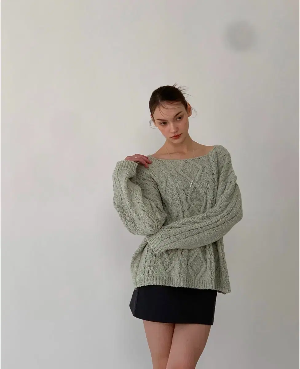 어윗(awit) LOOSE BOAT NECK KNITWEAR MINT