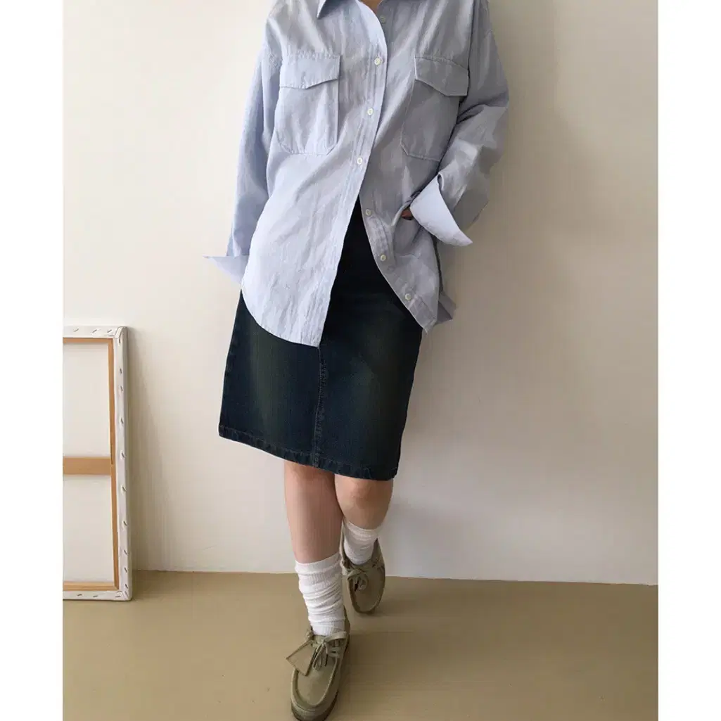 Vintage denim midi Sk (denim)