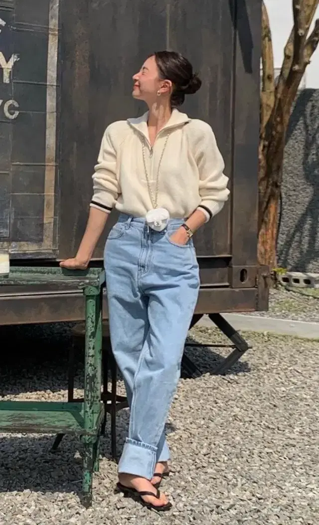 (피버착용) STU  Women Denim Pants Light Blu