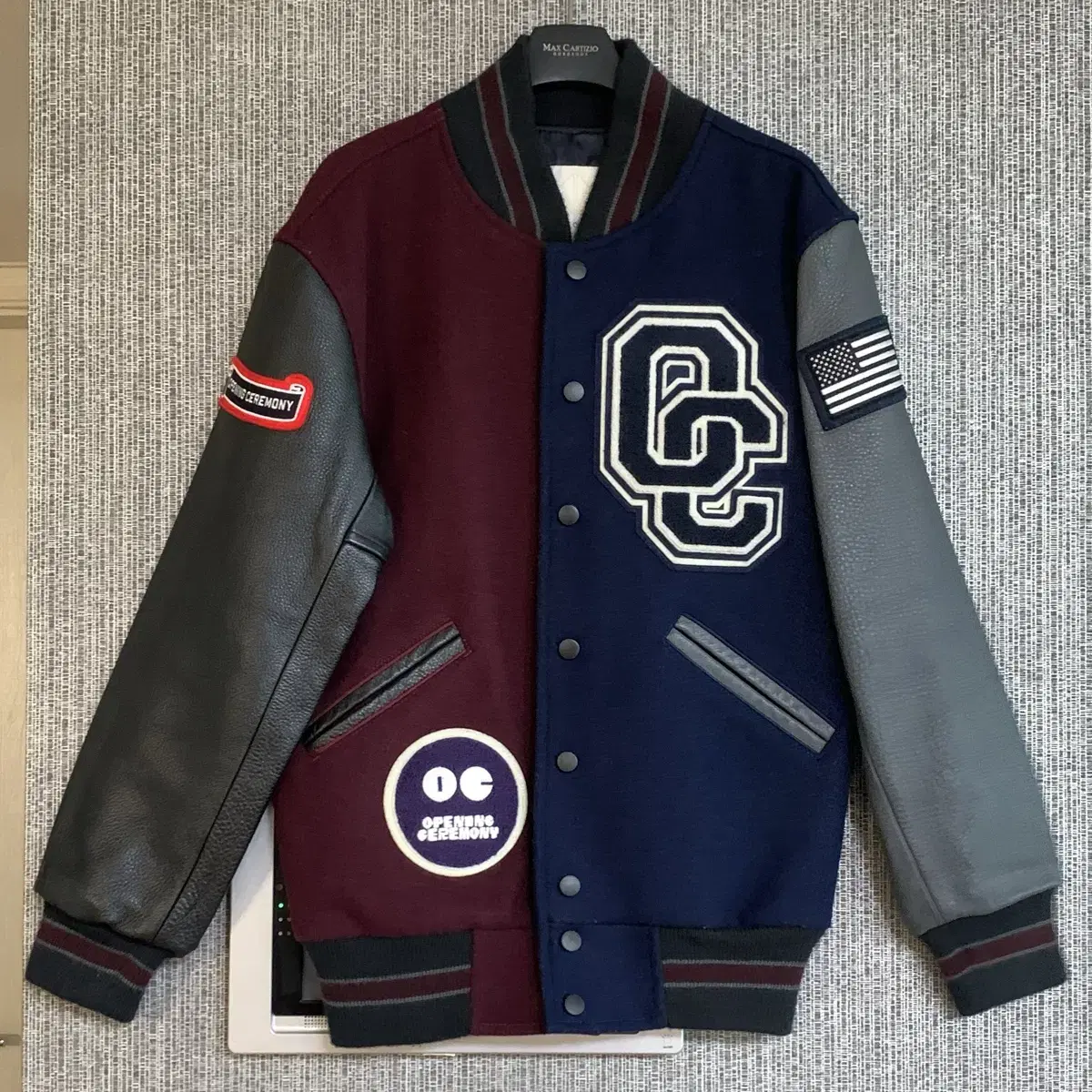 Opening Ceremony Wool Cowhide Classic Baseball Varsity Jacket Baseball Jumper