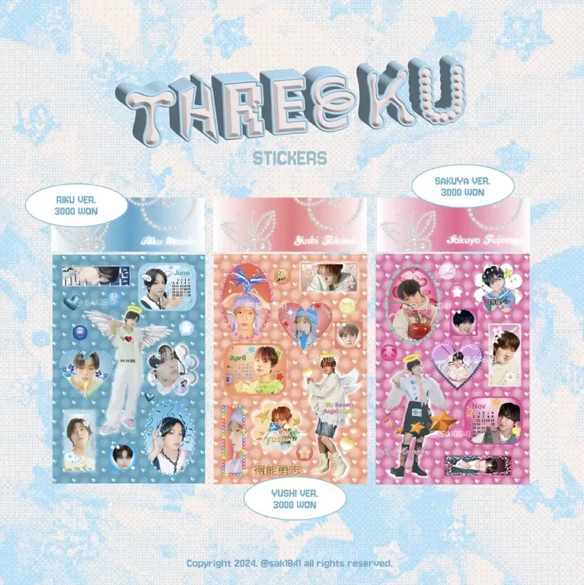 NCT wish riku Uushi Sakuya Samku Sticker Set WTS