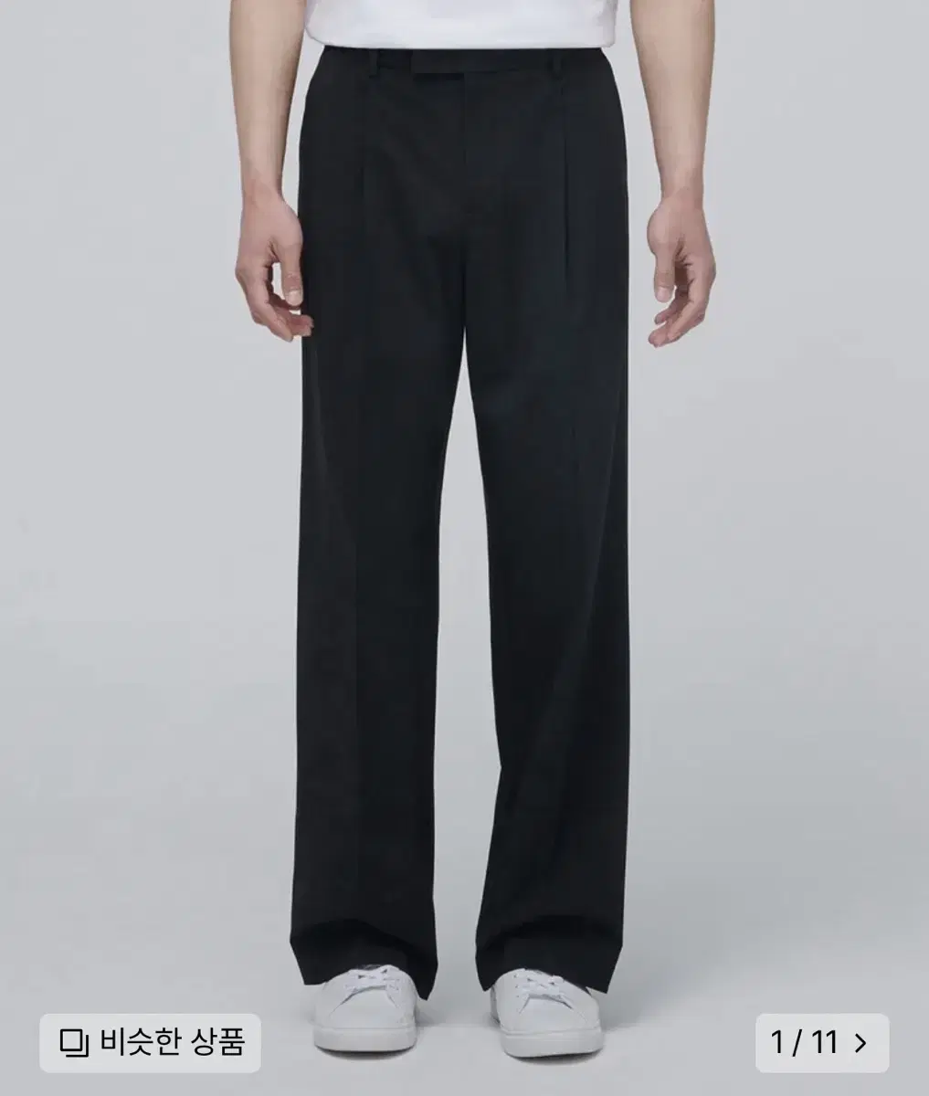 (NEW) Muted Wide Hidden Banding Crop Slacks Black Sell.