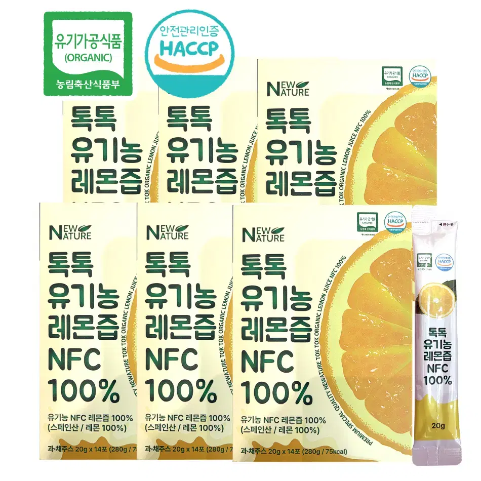 톡톡 유기농 레몬즙NFC100% 14포 6박스 스페인산