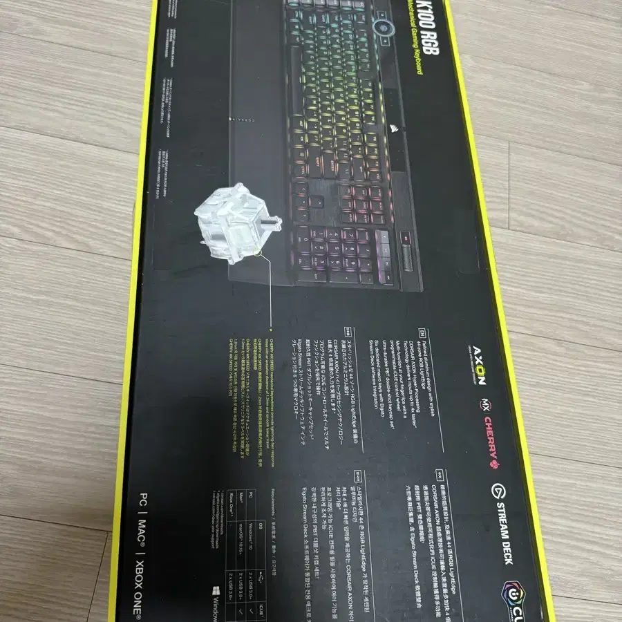 커세어 k100 RGB 게이밍키보드 은축