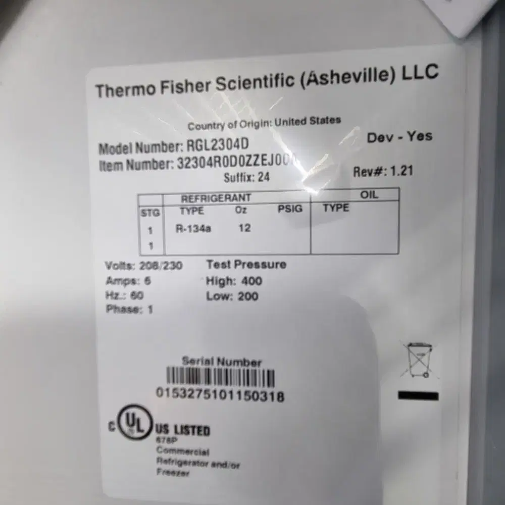 Thermo Scientific REVCO RGL2304D 실험실 냉장고