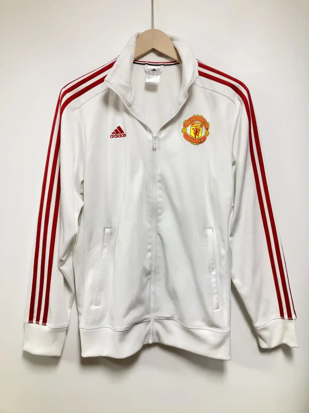 Adidas Manchester United Jersey White Red Zip Jacket Track Top