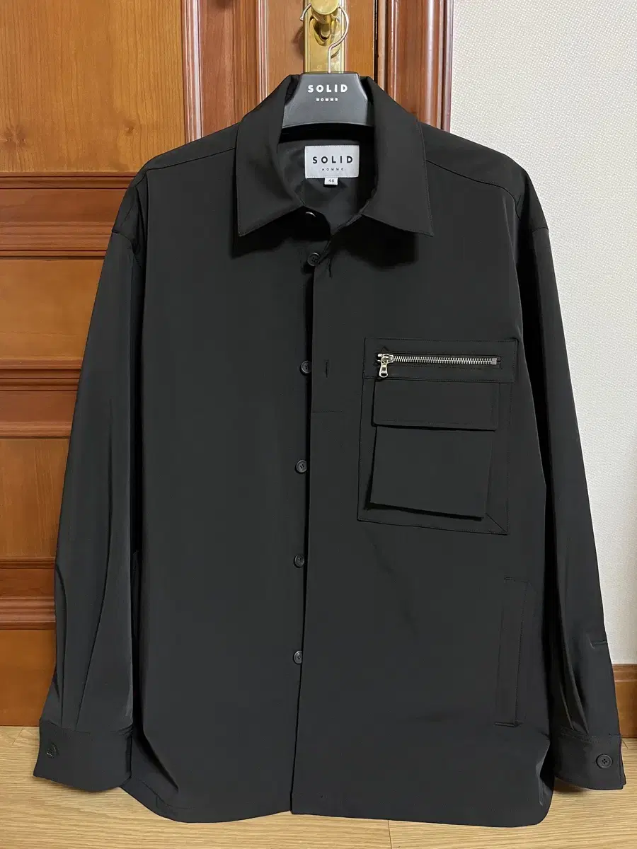 Solid Homme black zipper outerwear shirt for sale~~~!!!