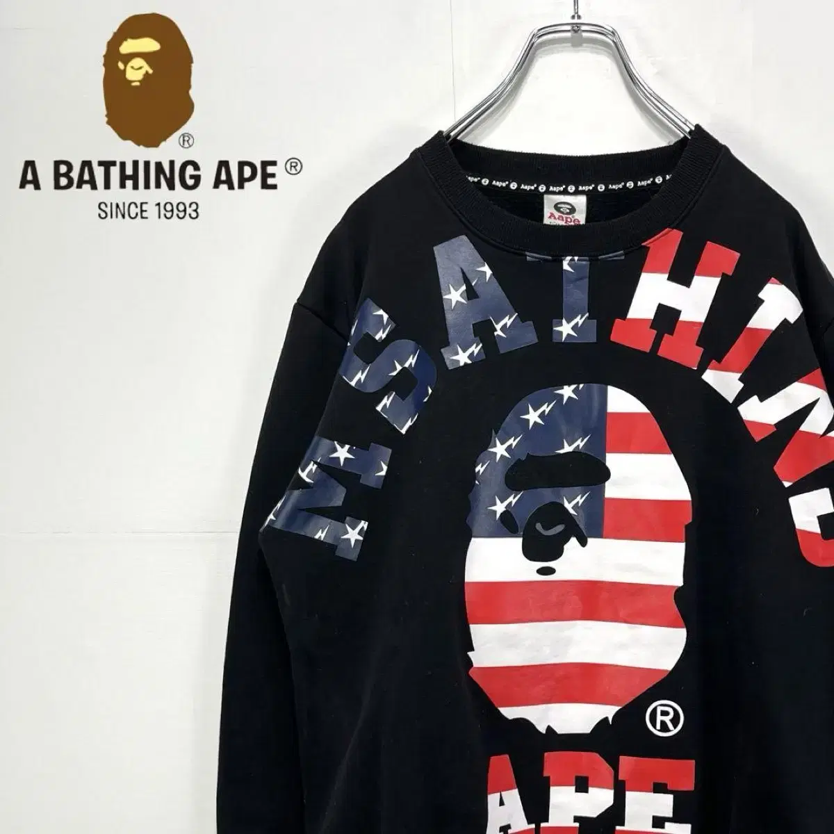 Bape Aape 베이프  에이프 성조기 맨투맨 XL
