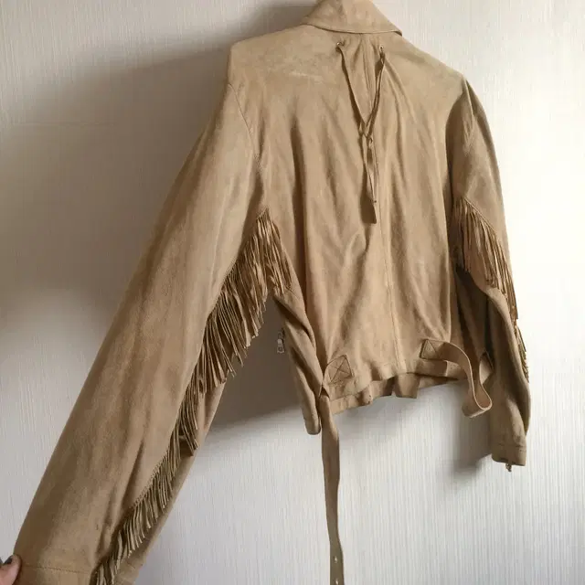 Suede leather fringe western jacket