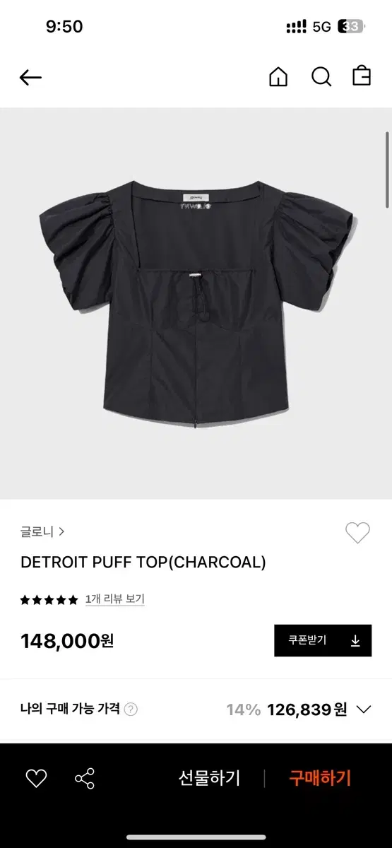 글로니 Detroit puff top