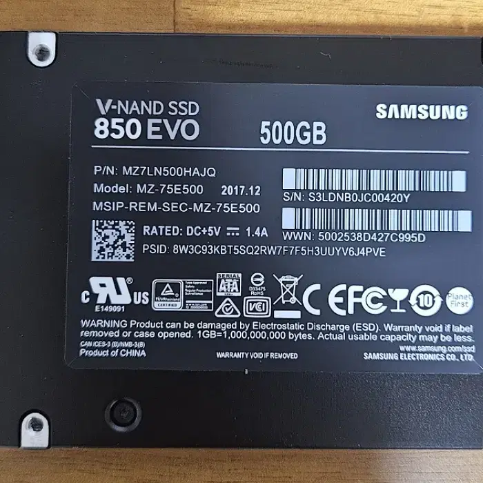 삼성 SSD EVO 850 500G 팝니다