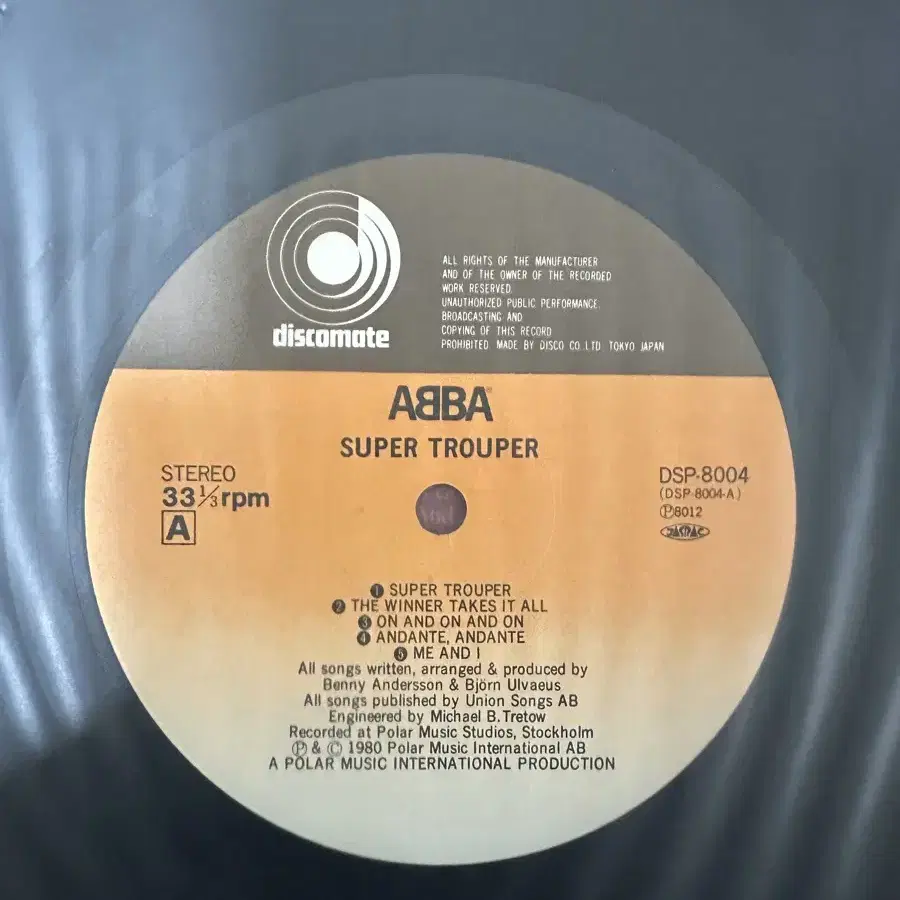 아바(ABBA) Super Trouper 레코드(LP) 팝니다.