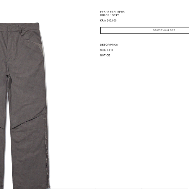 EP.5 10 TROUSERS  COLOR : GRAY 팝니다