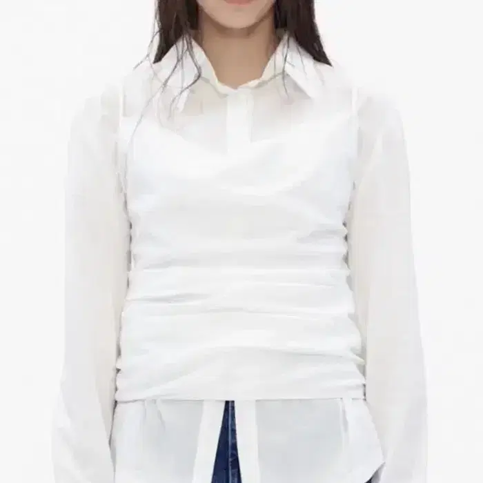 더 오픈 프로덕트 COWL NECK VEST SET SHIRT, WHIT