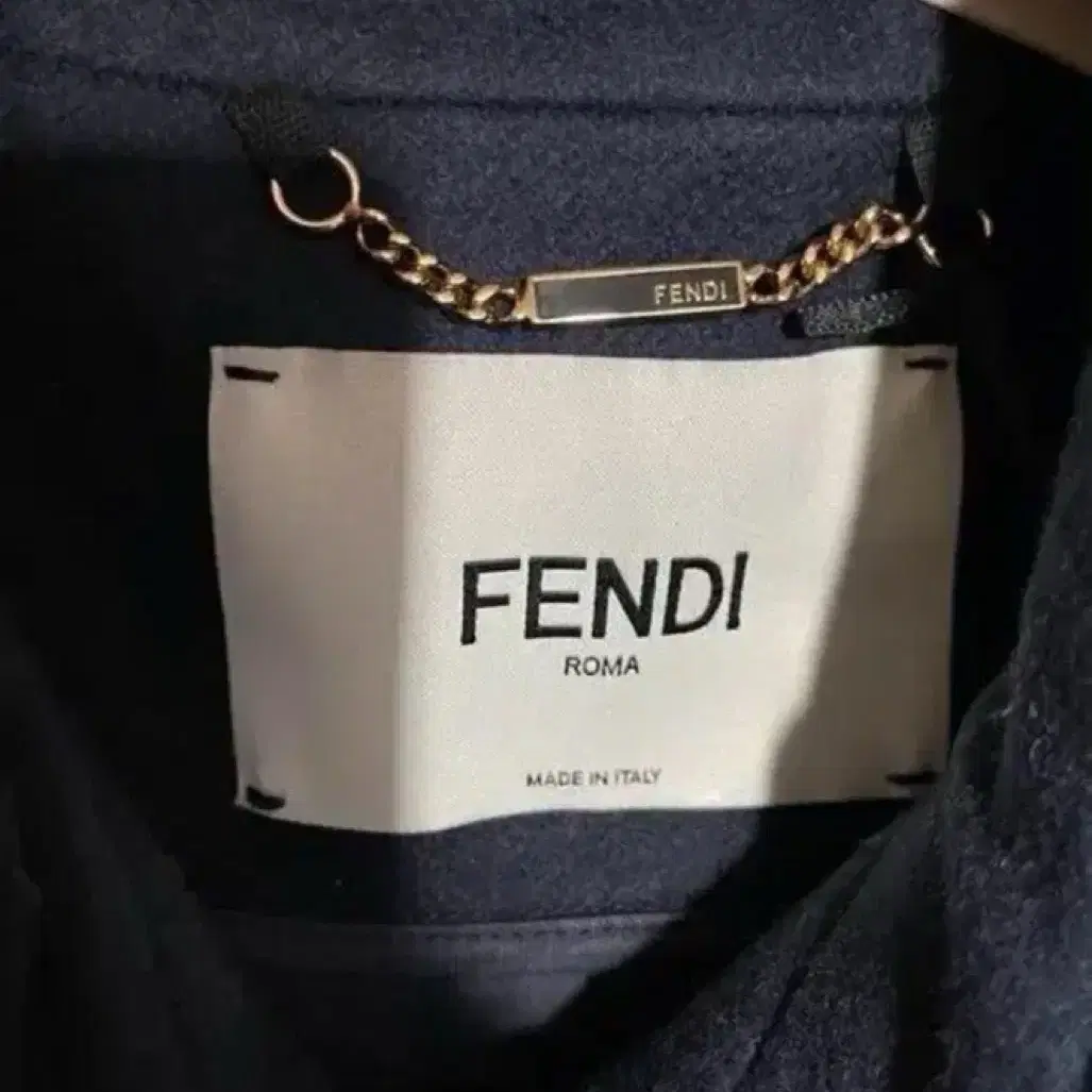 Fendi 펜디 오버핏 네이비 가죽포켓 코트 새상품