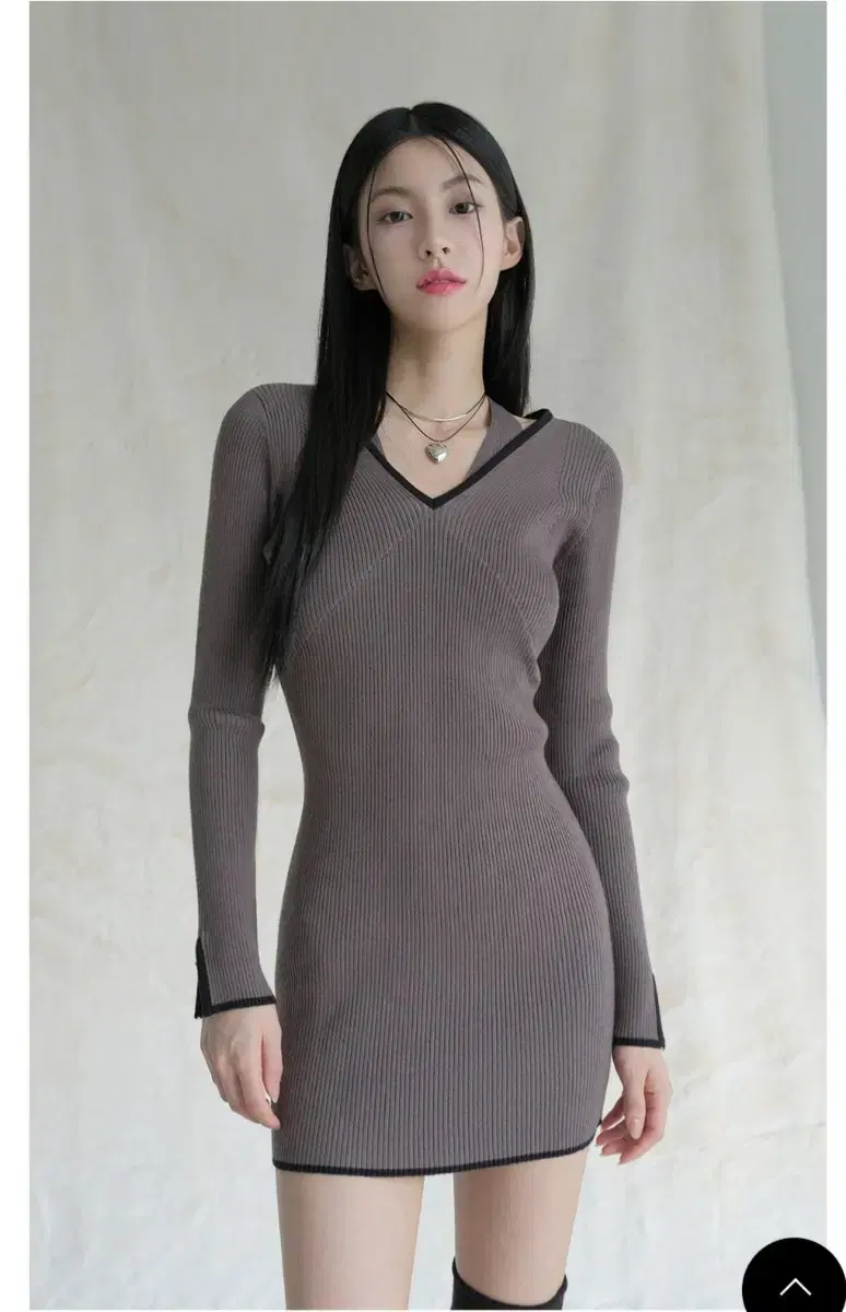 [어반드레스]Ella Ribbed dress charcoal