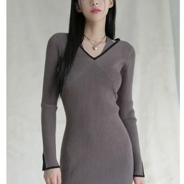 [어반드레스]Ella Ribbed dress charcoal