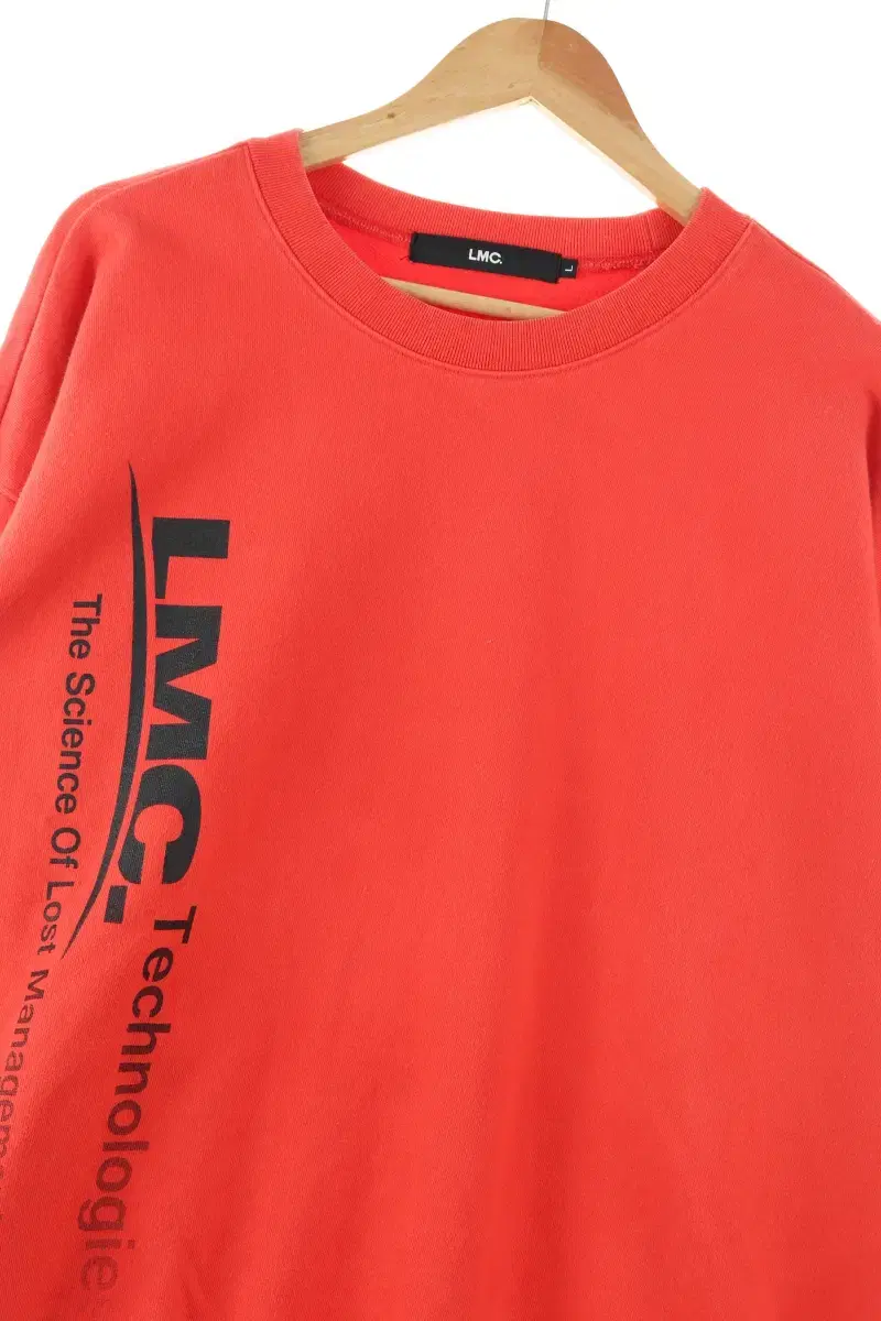 (L) MC Man T-Shirt Small Dirty Red Big Printing Street-F3F3