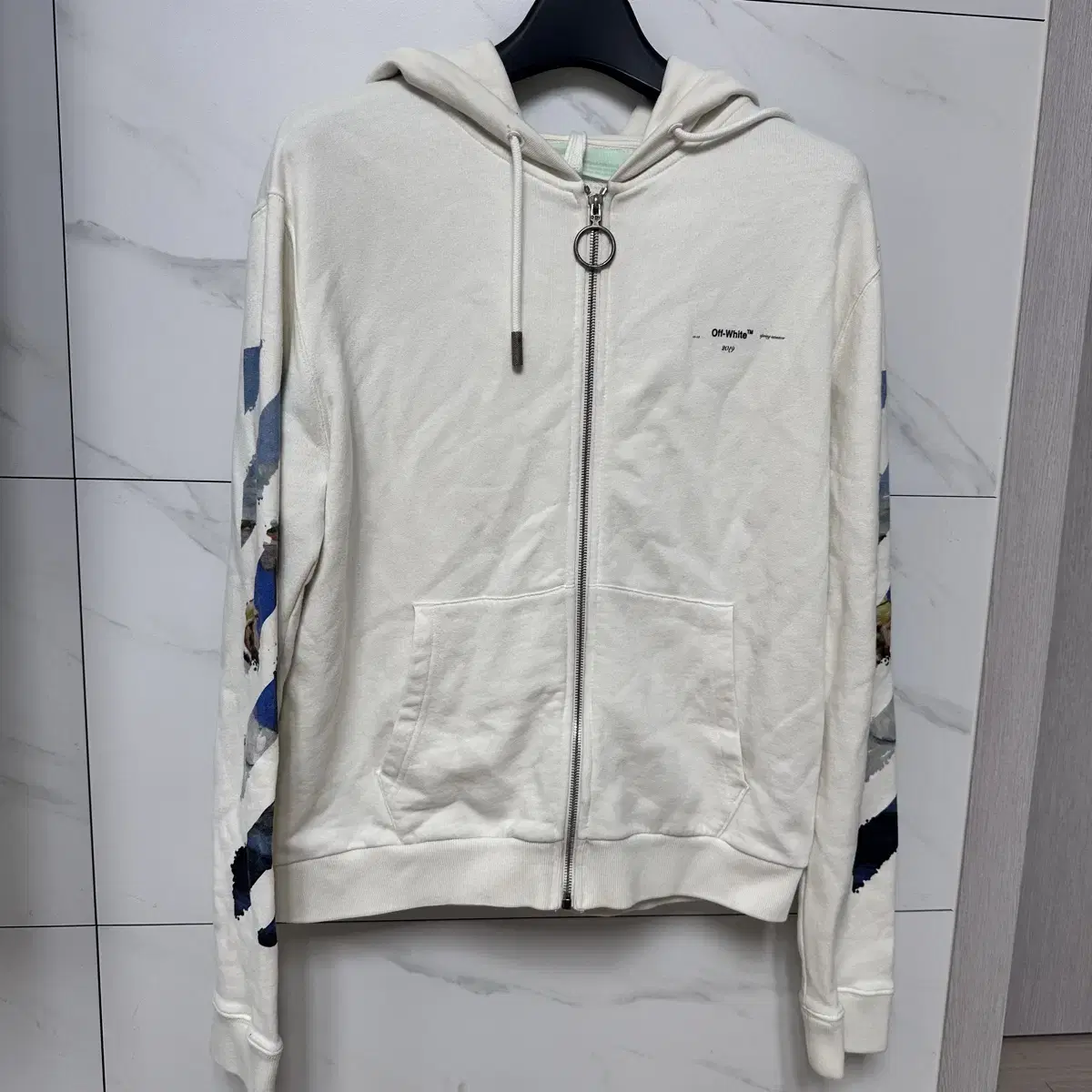 [genuine/same day shipping] off white oil painting hooded zip-up M