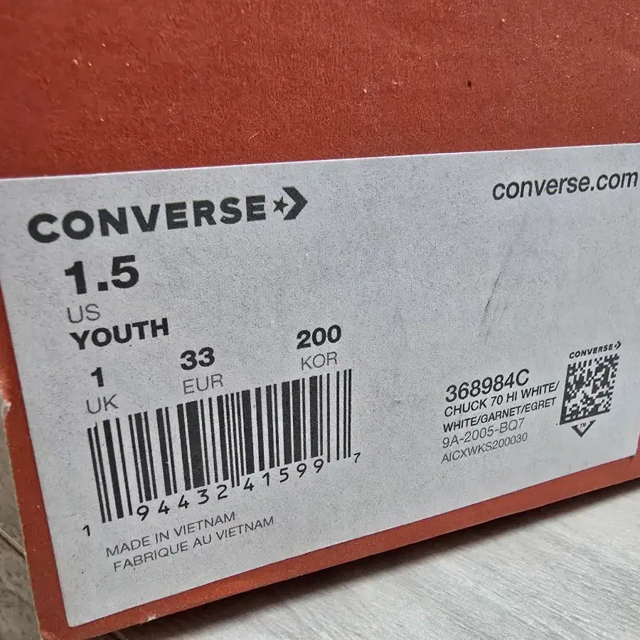 converse 컨버스 척 70 빈티지 캔버스 키즈 화이트 368984C