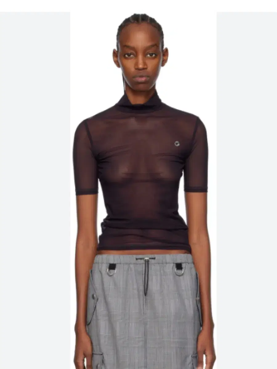 coperni high neck fitted top in burgundy