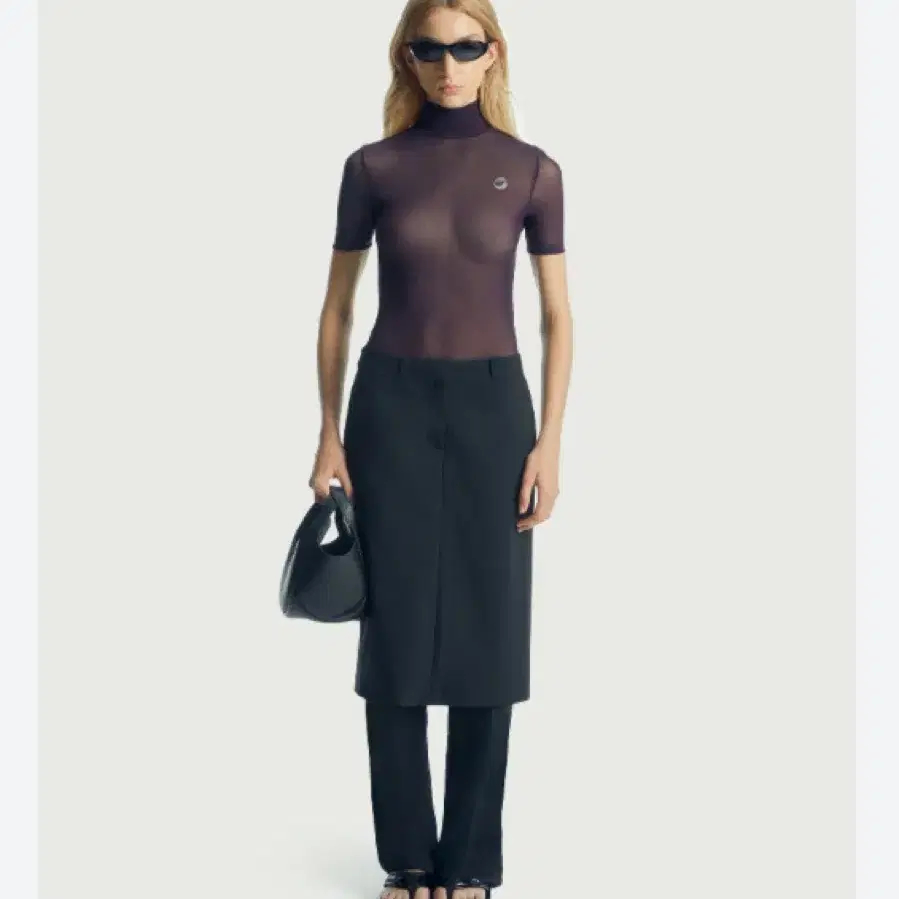 coperni high neck fitted top in burgundy