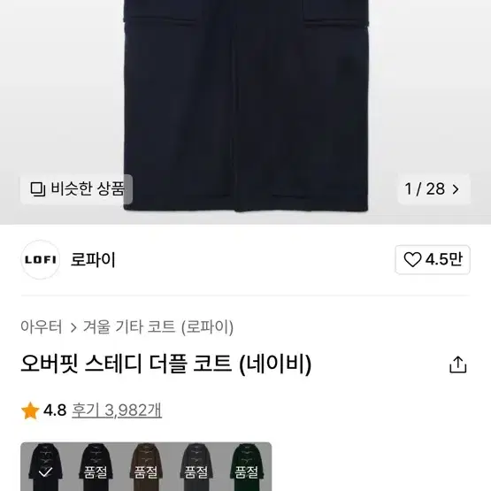 로파이 오버핏 스테디 더플 코트 떡볶이 코트