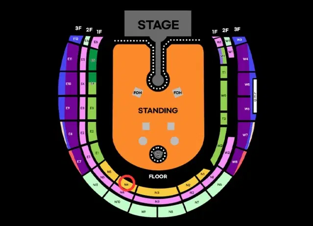 콜드플레이 4/25(금) 막공 연석 아옮 지정석R N4 구역