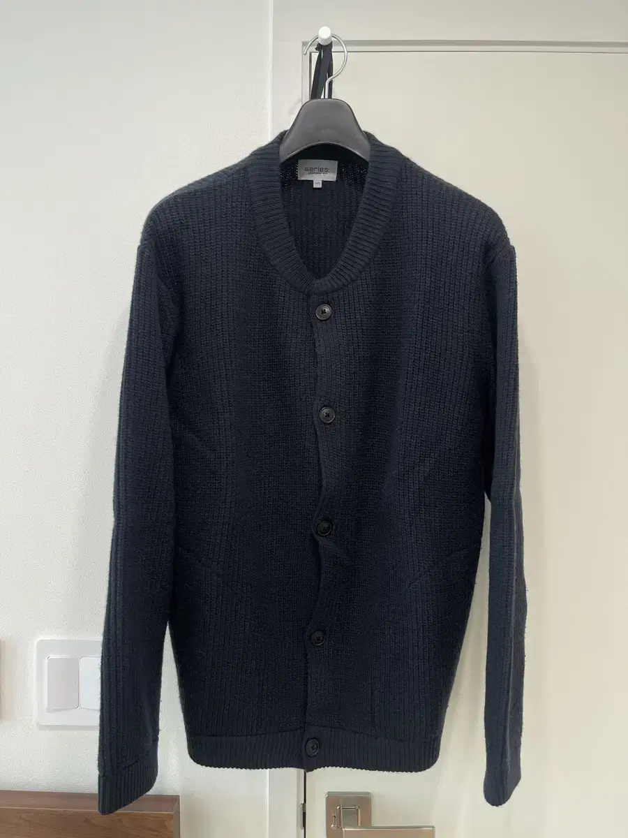 Kolon series wool round neck button cardigan size 105 navy blue 5 times