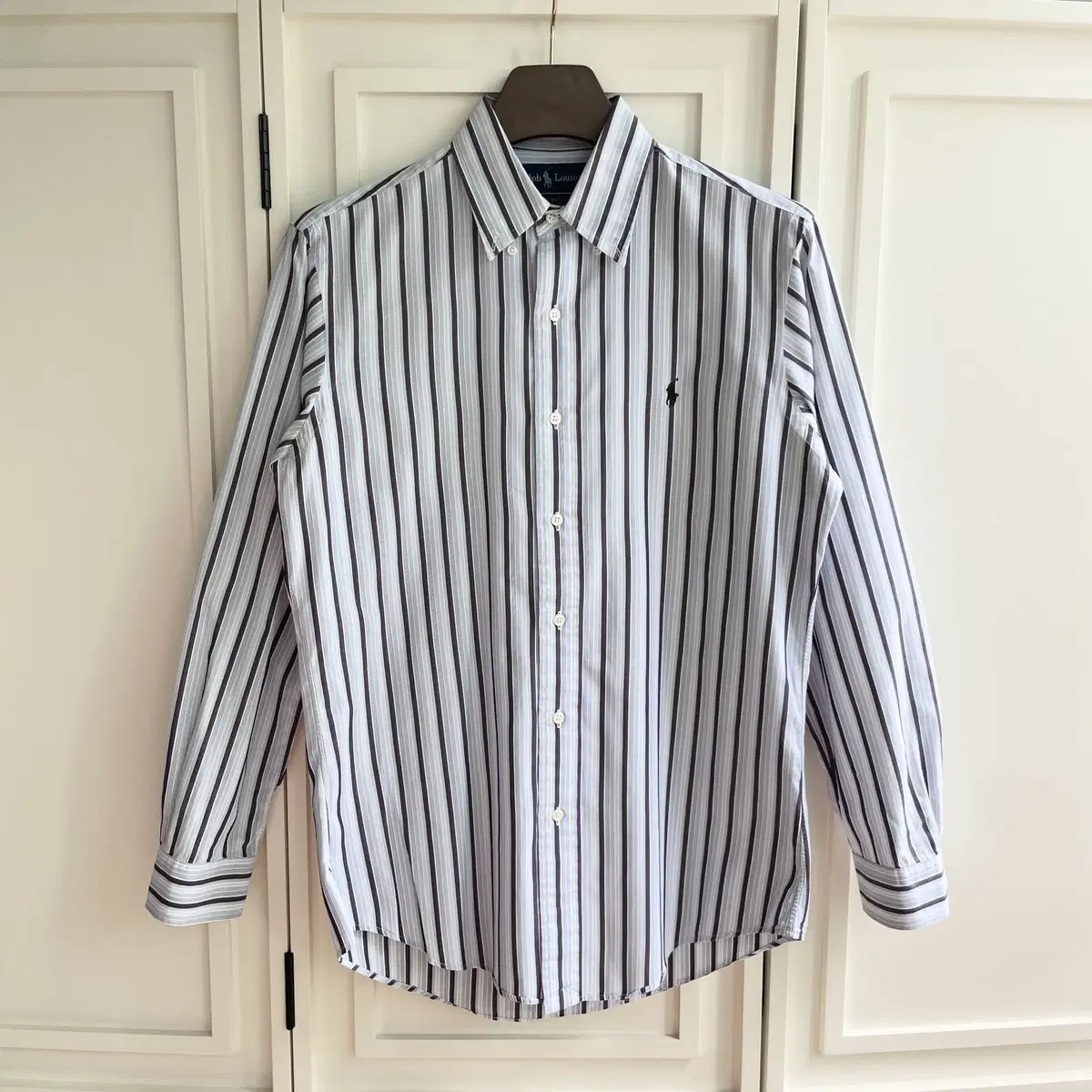 [L]Polo Purple Sky Blue Striped Shirt CK8108