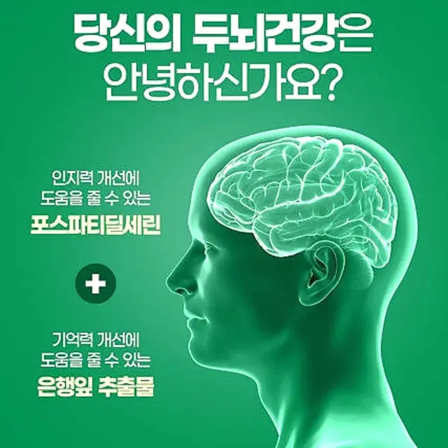 내츄럴플러스 인지력 기억력 개선 두뇌엔 PS 포스파티딜세린 징코 60캡슐