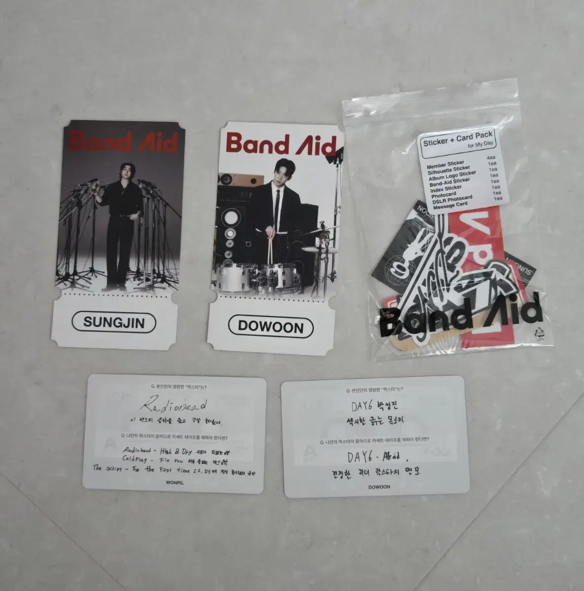 Day 6 Band-Aid Components wts Ticket Message Card