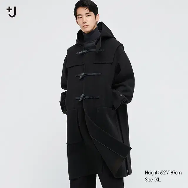 [Black/M] Uniqlo Jil Sander +J Wool Oversized Duffel Coat