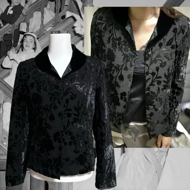 oriental mood black flower jacket