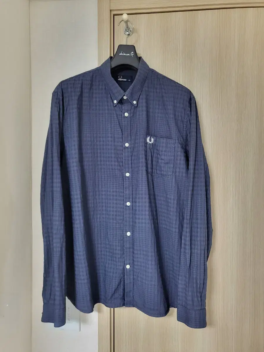 Fred Perry Navy Check Shirt XXL (105-110)