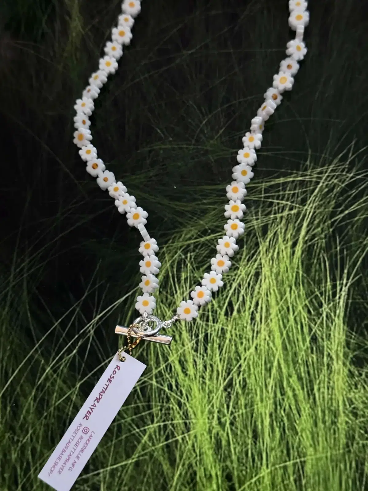 rossetaprayer flower beads 비즈 목걸이