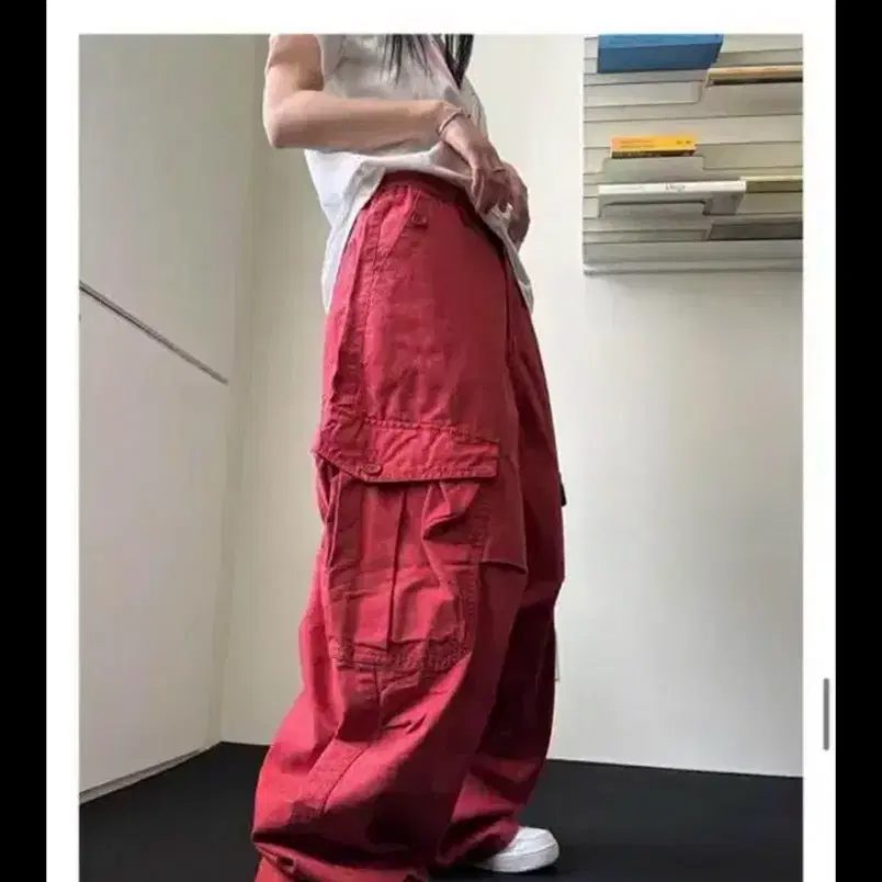 사토미 라디오 Bijo cargo cotton pants 레드 카고 팬츠