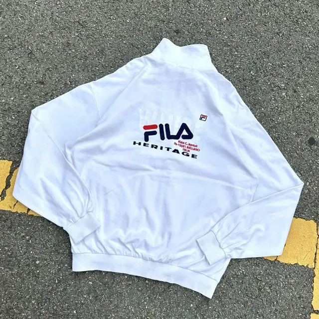 90s FILA 휠라 화이트 코튼 집업