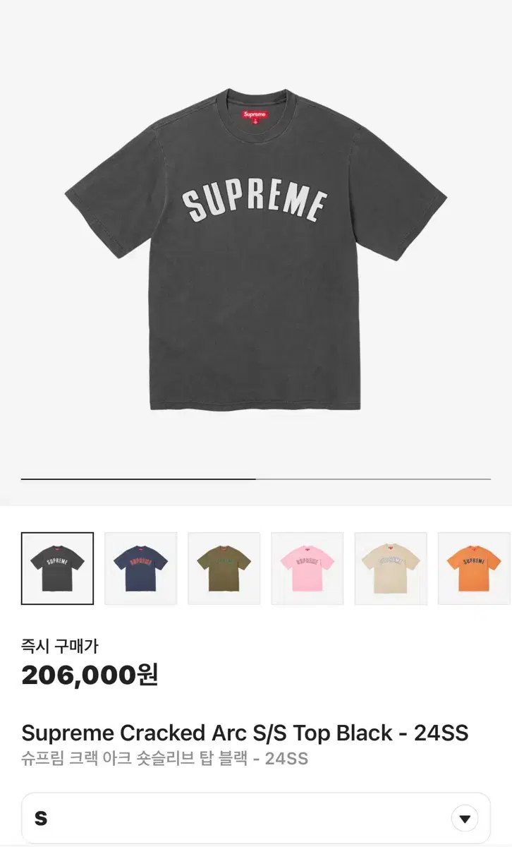 Supreme Crack Arc Short Sleeve Top Black - 24SS (size s)