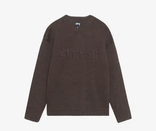 STUSSY EMBROIDERED V-NECK LOGO SWEATER